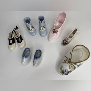 Floral Porcelain Shoe Figurines